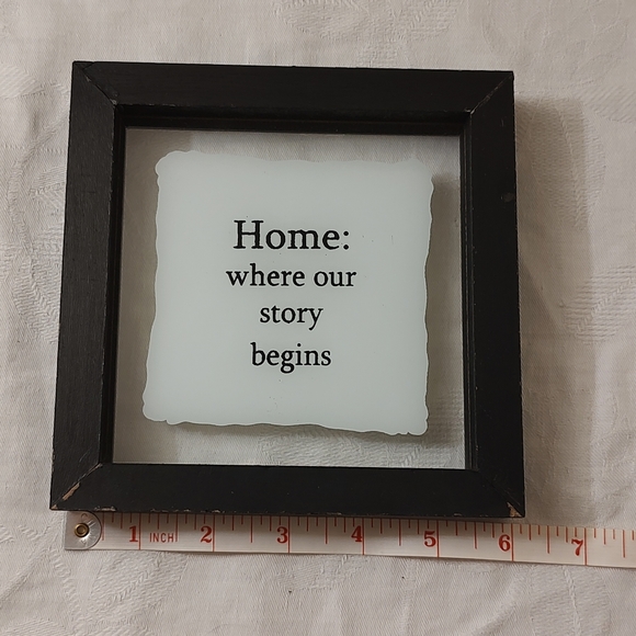Home Where Our Story Begins Quote Framed Box Sign Rustic Farmhouse Shelf Decor - Picture 2 of 3
